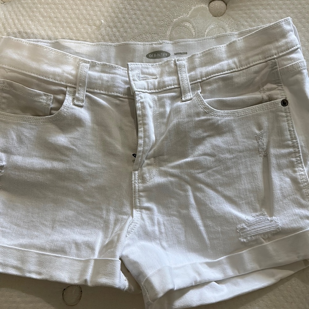 White jean shorts